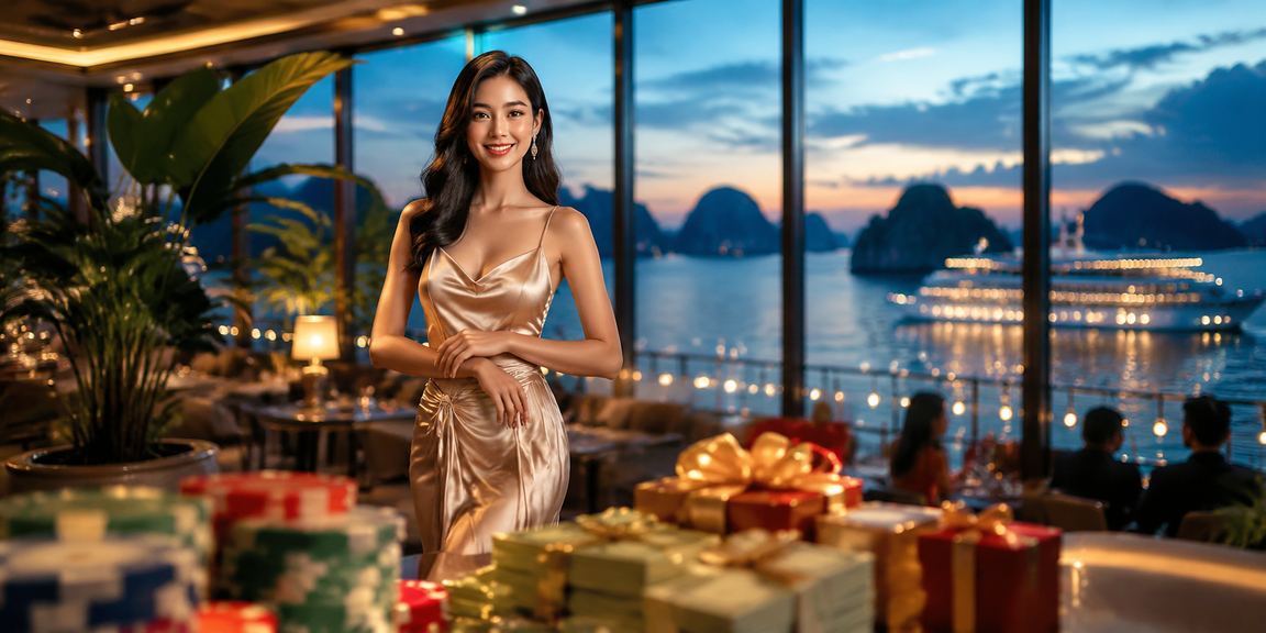 Khung xem trước giao diện d65 với bối cảnh giải trí ven biển Hạ Long